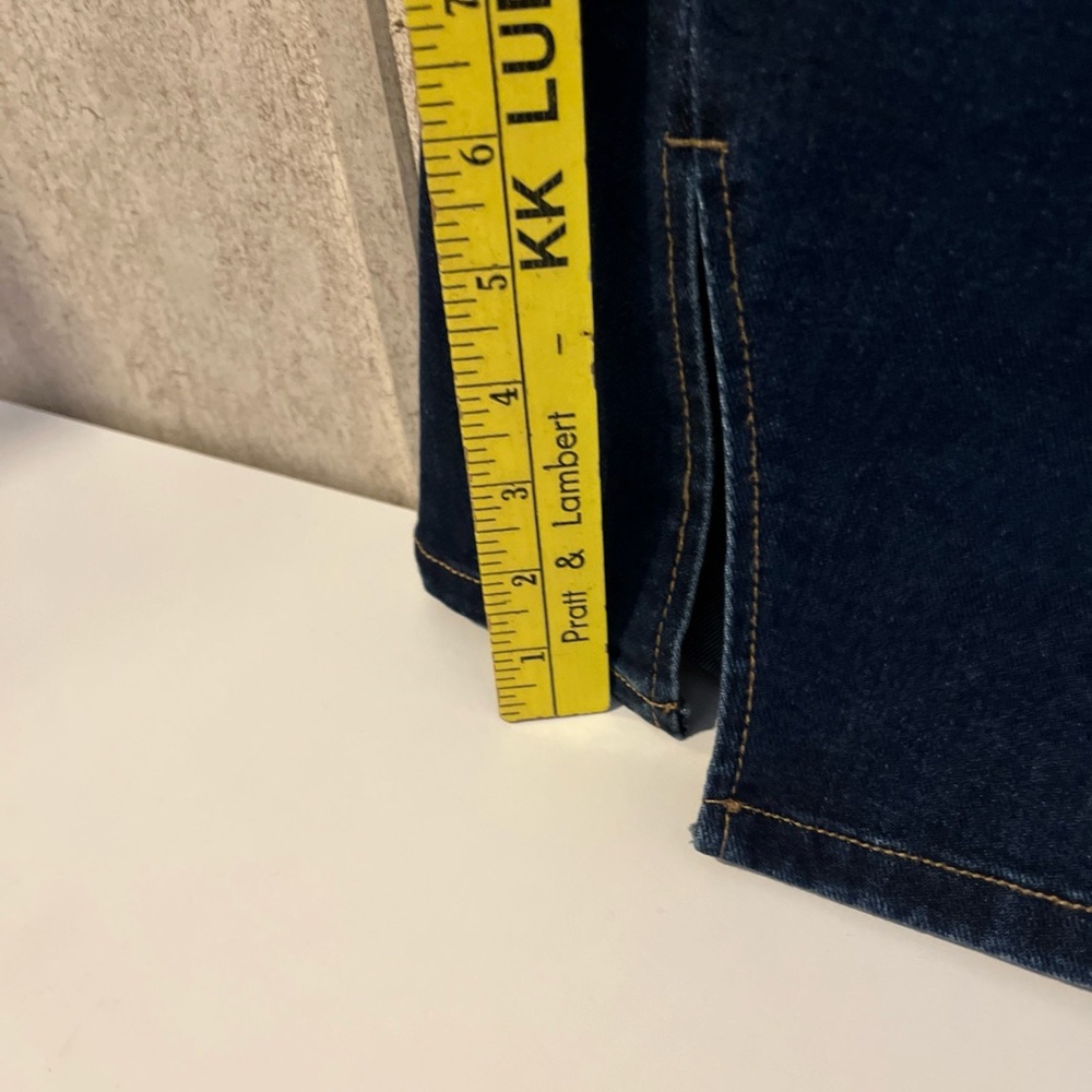 Time and Tru Dark Blue Straight Leg Jeans with hem slit stretchy 18 reg - Picture 7 of 10